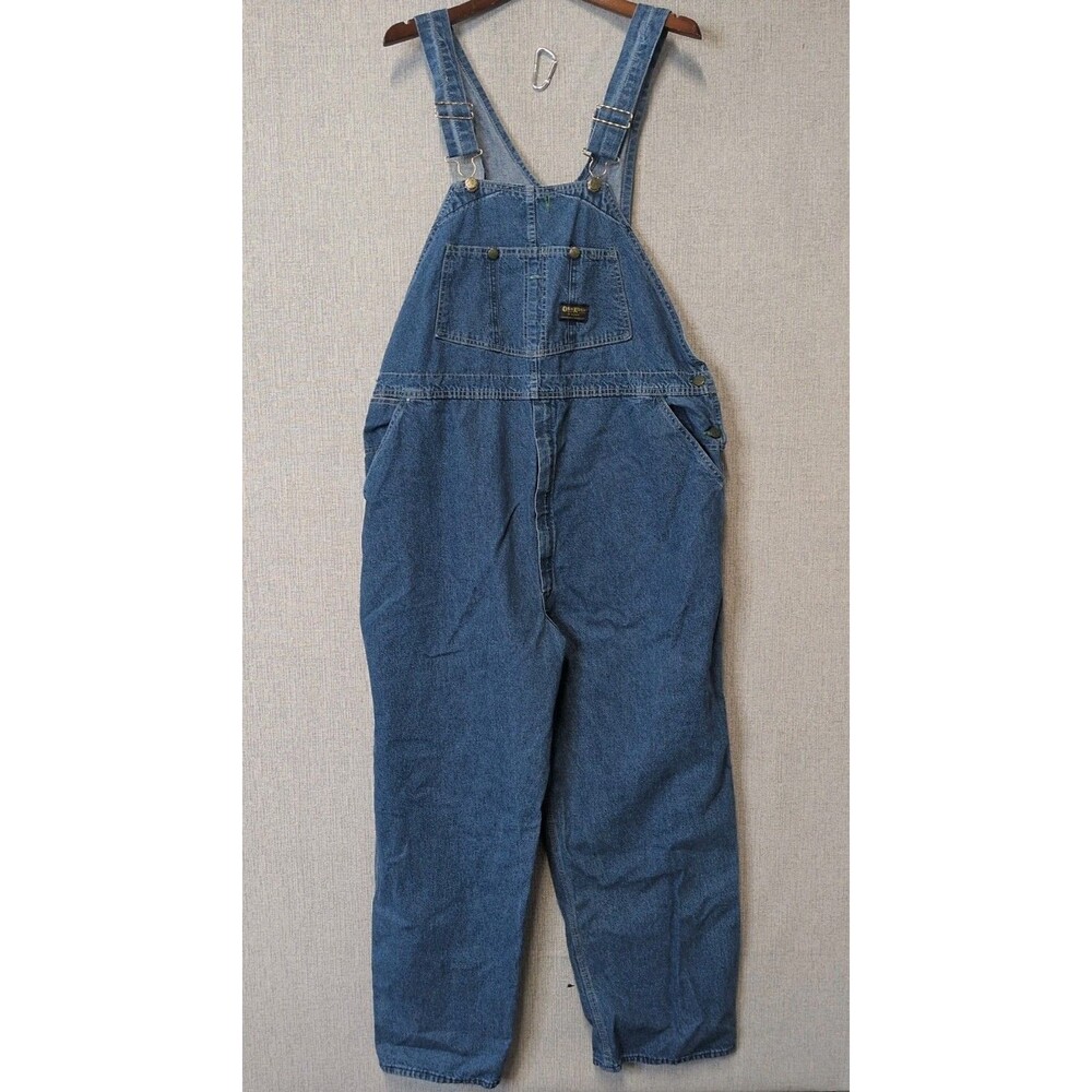 OshKosh‎ B'Gosh Mens Vintage Blue Denim Overalls Made in USA 46x30 Workwear